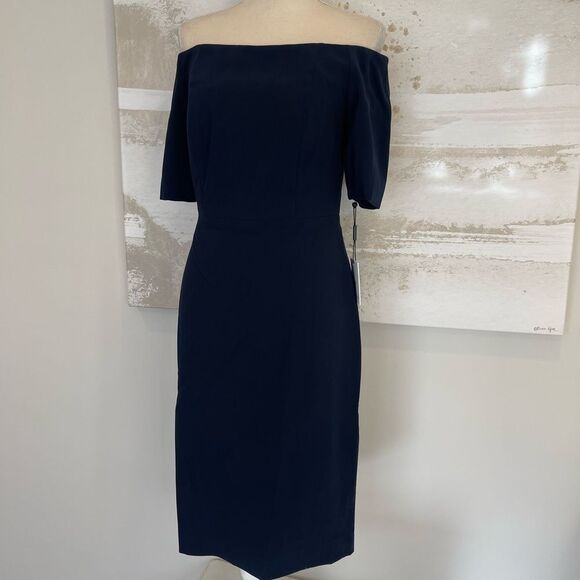 Calvin Klein Dresses & Skirts - Calvin Klein off the shoulder navy blue dress Size 6
